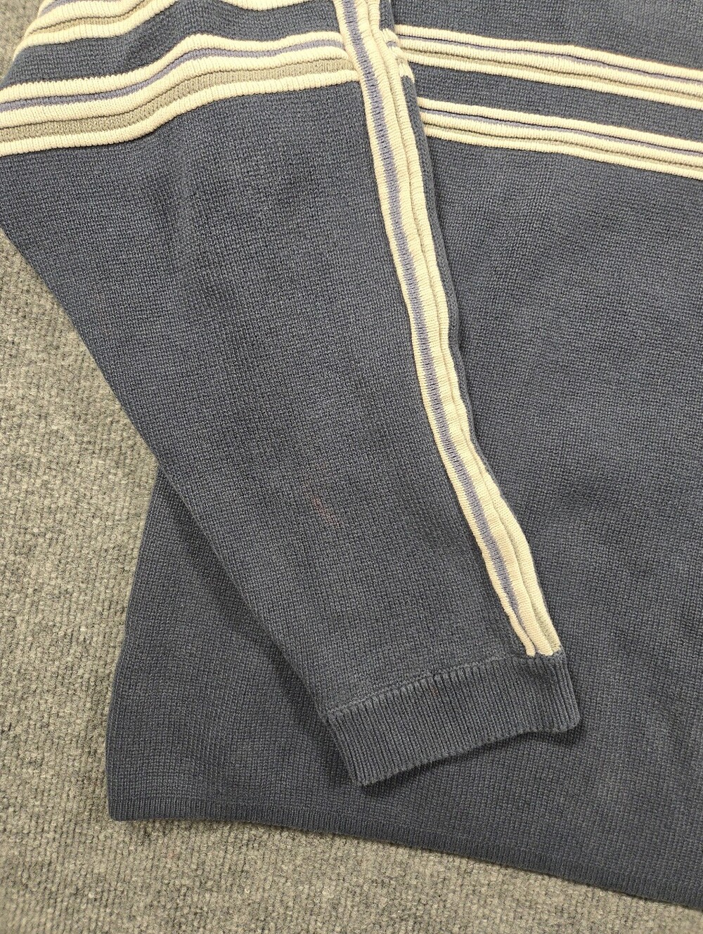 Vintage Quiksilver 90s Knit Sweater Large Blue Boxy Striped Crewneck Skater Surf - Picture 5 of 13